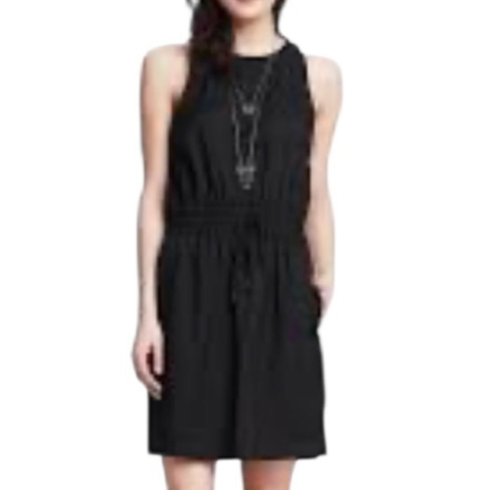 Banana Republic Drawstring Lucia Classic Black Dress Size 12 📦